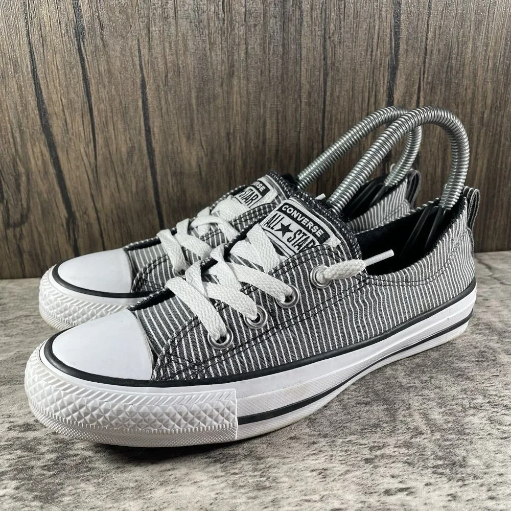 Converse Black and White Striped Sneakers - Picture 2 of 9